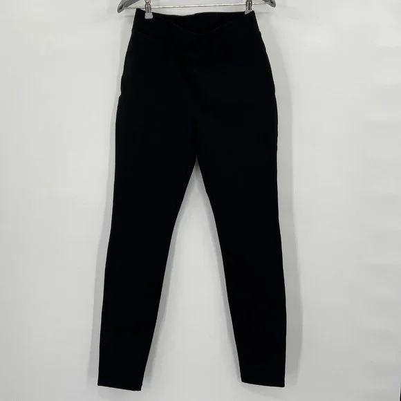Quince Women's Black Ultra-Stretch Ponte Pants Skinny Leg sz S Petite 24" Career - Picture 1 of 8